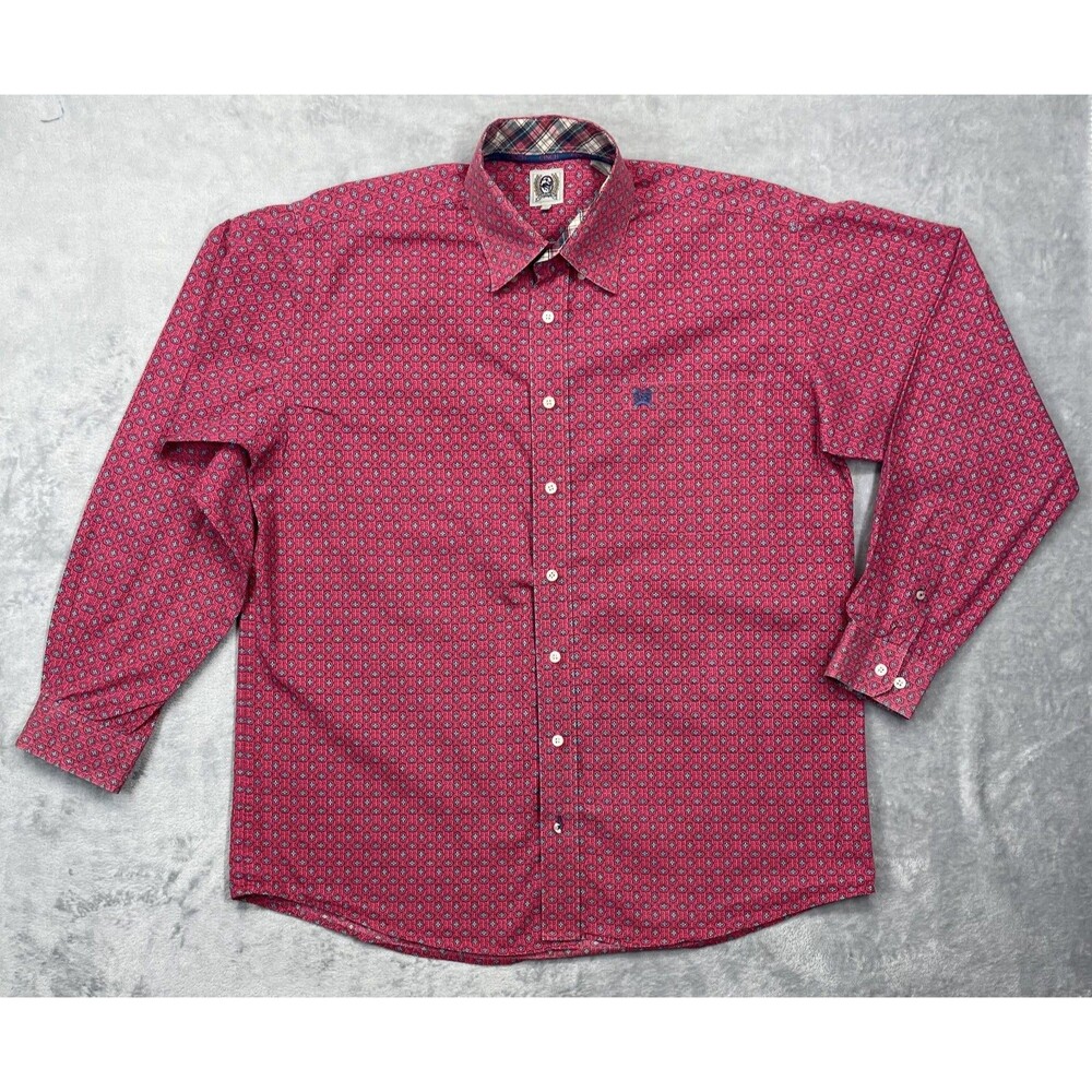 Cinch Shirt Men's Medium Burgun Geometric